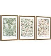 FWAHREN William Morris Framed Canvas Wall Art Set, 3 Piece Vintage Botanical Floral Pattern Pictu...