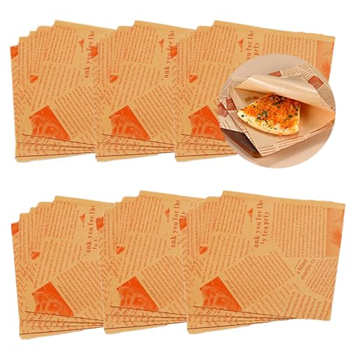 YFFSFDC バーガー袋 ハンバーガー 包み紙 使い捨て サンドイッチラップ ワックスペーパーシート 耐油紙 揚げ物 敷き紙 包み紙 レストラン ピクニック パーティー 紙食品包装 食品用 17*18cm(100枚入)