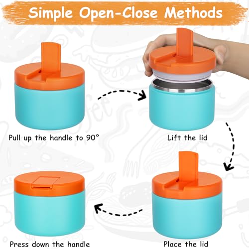 Image of Pawtong 12oz Insulated Vacuum Food Jar with Buckle Lid Wide Mouth Soup Thermo for Hot Food Kids Leakproof Stainless Steel Lunch Container