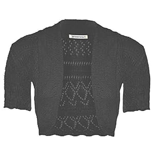Janisramone Filles Gamins Nouveau Court Manche Crochet Tricoté Boléro Shrug Ouvrir Cardigan Crop Haut