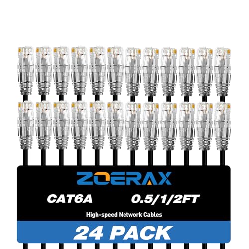 Cable Patch Cat6a 0.5ft Paquete 24 unidades RJ45 miniatura 1