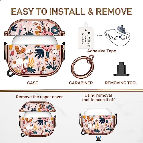 Image of Maxjoy for AirPods 3 Case with Lock, Flower AirPod 3 Case Lock Protective Cute AirPod 3rd Generation Cover for Women Girly with Keychain for AirPods 3rd Generation 2021 Cover, Floral