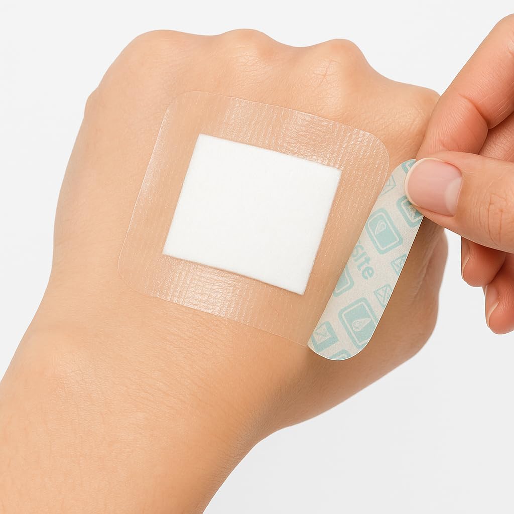 Opsite Post-Op Waterproof Adhesive Film + Pad Dressing 6.5cm x 5cm, Pack of 25 | Breathable Construction | Absorbent + Gentle | Transparent + Low Trauma