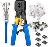 RJ45 Crimp Tool for Pass through and legacy connectorsProfessional High Performance Crimper Tool by Ethernet Connector for pass through and legacy connectors Bonus CAT6 Connector 20 Pack