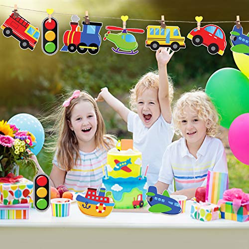 Blulu BLULU-CARDBOARD-01 40 Pcs Transportation Birthday Party Decorations Classroom Decor Diy Car Cutout Cardboard Cutout Car Bus Train Plane Ship Helicopter Fire Truck Traffic Light Photo Prop thumb #3