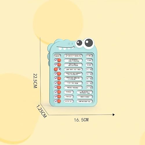 FRANKdesigns Daily Goal Dinosaur Kids Chore and Task Tracker - Compacto, reutilizável, com folhas de