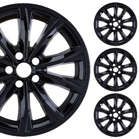18" Gloss Black Wheel Skin Set Made Compatible with Honda CRV EX, EX-L (2023-2025) | Durable ABS Plastic Cover Hubcap | Fits Directly Over OEM Wheel
