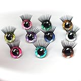 !12-30mm 3D Mixed Color Safety Toy Eyes +Eyelash for amigurumi Crochet Stuffed Animal (Color: Mixed Color, Size: 16mm)
