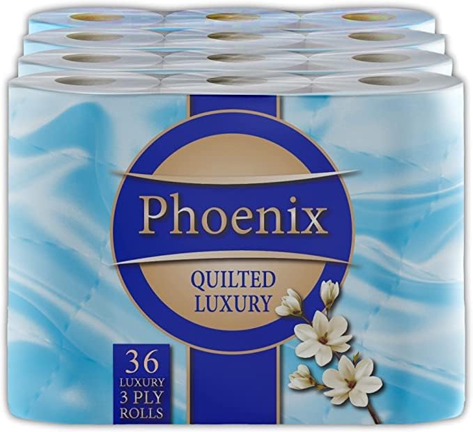 Phoenix Brand Soft Luxury Toilet Rolls, Bulk Buy, Quilted White 3 Ply