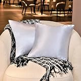 LUXQUA Decorative Square Throw Pillow Covers Set of 2, Wrinkle Fade Resistant Silk Cushion Pillow ca