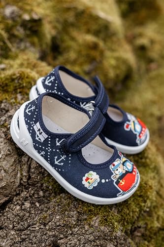 Natur Toddler Boys Canvas Shoes Textile with Patterns Loop Strap Non-Slip Sole4
