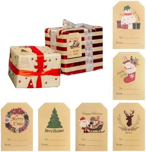 Trazzo Christmas Gift Tags Self-Adhesive Stickers – Christmas Name Tags, Holiday Santa to from Gift Tag Stickers, Christmas Decorations for Gifts, Festival Label Wrapping, 120 PCS, 2 x 3 Inch