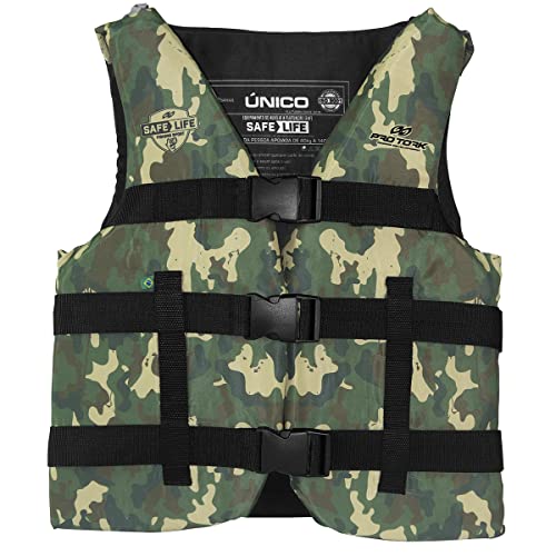 Colete Salva Vidas Auxiliar de Flutuação Pro Tork Safe Life – De 40-140 Kg Camuflado Verde