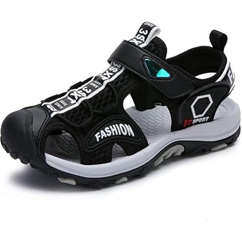 Sandalen Jungen Geschlossene Sommer Atmungsaktiv rutschfest Kinder Strand Schuhe Outdoor Trekking Schuhe Abriebfestem Schwarz Gr.31 thumbnail