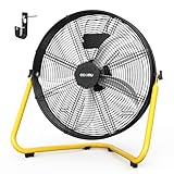 CCGIRU 20' High Velocity Floor Fan, 5500 CFM 3-Speed Industrial Shop Fan with Wall-Mounting System,Heavy Duty Metal Fan for Workshop, Garage and Warehouse - UL Safety Listed