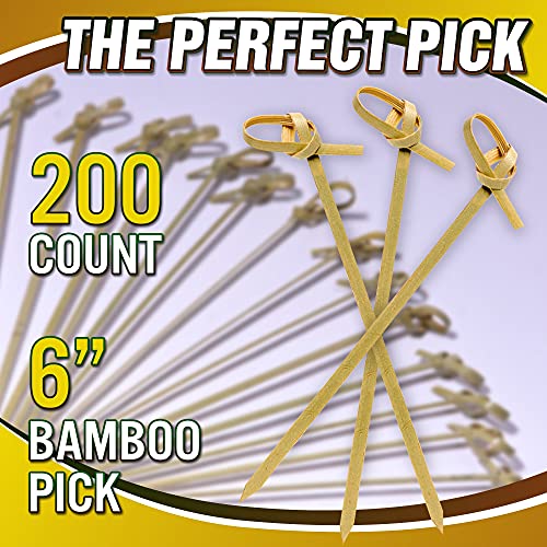 200Pcs Bamboo Cocktail Picks 6 Inch, Handmade Sticks Cocktail Skewers, Cocktail Picks Fruit Toothpick For Appetizers, Fancy Toothpicks For Events And Parties #TOP1