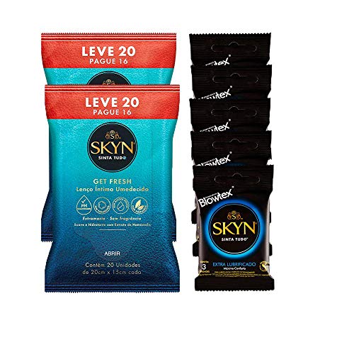 Kit Preservativo Skyn Extra Lubrificado c/ 15 Un. + Lenços Umedecidos Skyn Leve 20 Pague 16