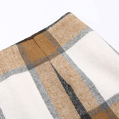 Pencil Skirt for Women Plaid Casual High Waisted Bodycon Mini Skirt Vintage Wool Tweed Plaid Mini Skirt2