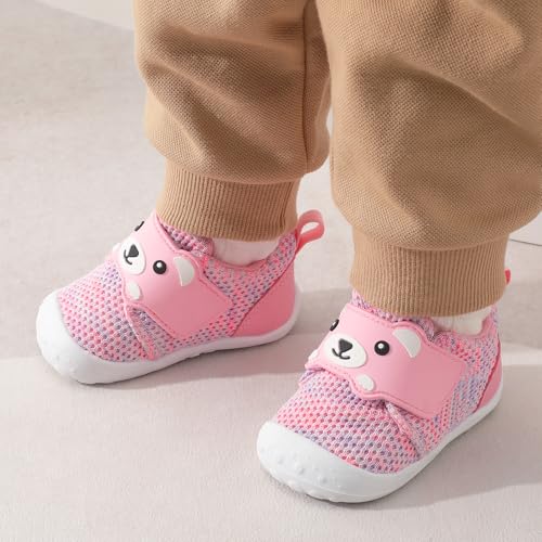 Image of FEETCITY Baby Walking Shoes Wide Baby Shoes Boys Girls Infant Sneakers Crib Shoes Breathable Toddler Barefoot Shoes Slip On Shoes