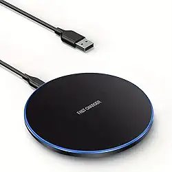 Carregador por Indução, Cabo TIPO-C, Compatível com aparelhos Android e iPhones com padrão Qi, 20W Turbo, Carregamento Sem Fio (Preto)