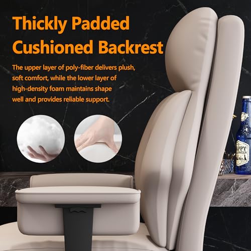 Image of Office Chair with Leg Rest, Leather High Back Executive Office Chair with Wheels, Ergonomic Desk Chairs with Lumbar Support for Home Office, Beige