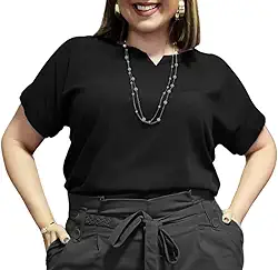 Blusa Plus Size Social Feminina Manga Curta Soltinha Camisa Social Tamanho Grande Alfaiataria Elegante