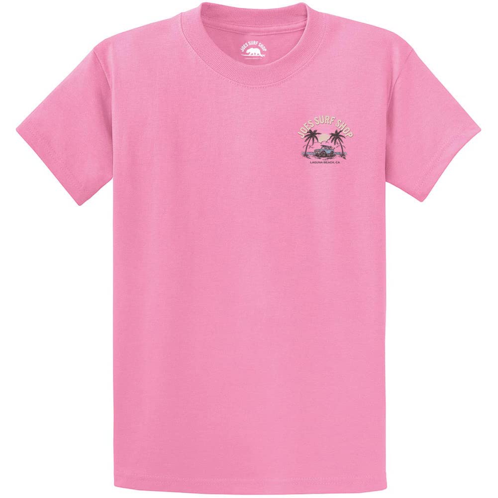 JOES SURF SHOP Men's Early Bird Logo Heavyweight Tees-L-Candy Pink/c