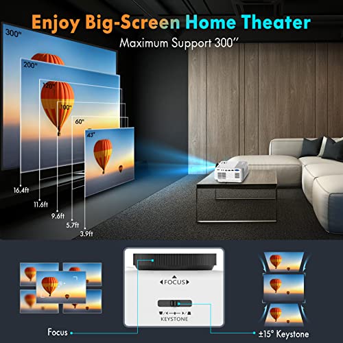 projector with wifi and bluetooth16000l native 1080p outdoor video projector with 1203939 screen 4k amp 3003939 display supporthome theater movie projector compatible wphonehdmiusbtv stickps5