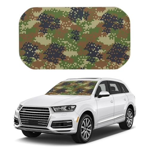 車用サンシェード 迷彩 カモフラ柄 傘型 折りたた式 遮光 遮熱 紫外線遮蔽おしゃれ 取り付け簡単 収納便利