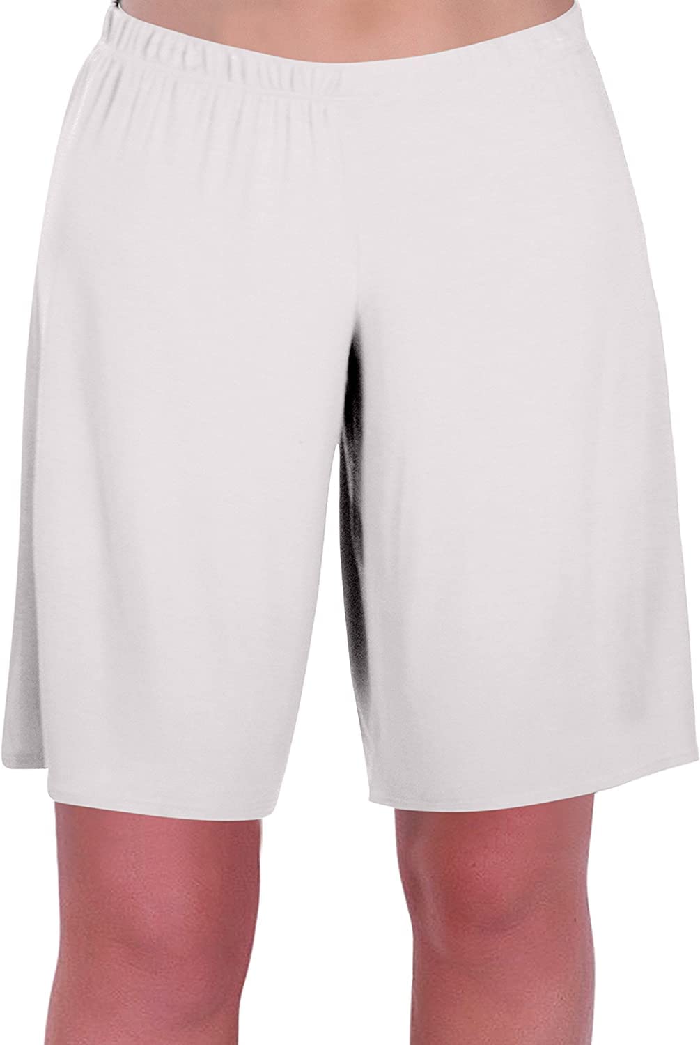 Eye Catch Women's White Star Jersey Relaxed Comfort Elasticized Flexi Stretch Shorts Plus Sizes Size 28/30