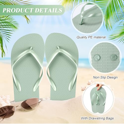 Image of Unittype Flip Flops Bulk for Wedding Guest Slippers Wedding Flip Flops with Cards Bags for Pool Beach Party