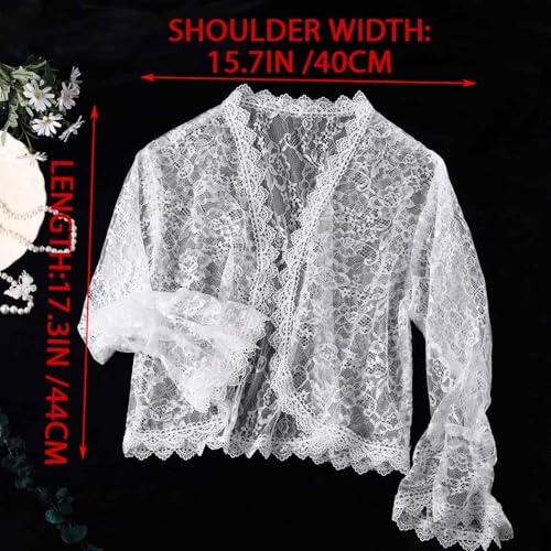 Campsis Bride Lace Shawls White Flower Wedding Wraps and Shawls Cover up Appliques Floral Bridal Stoles for Women and Girls3