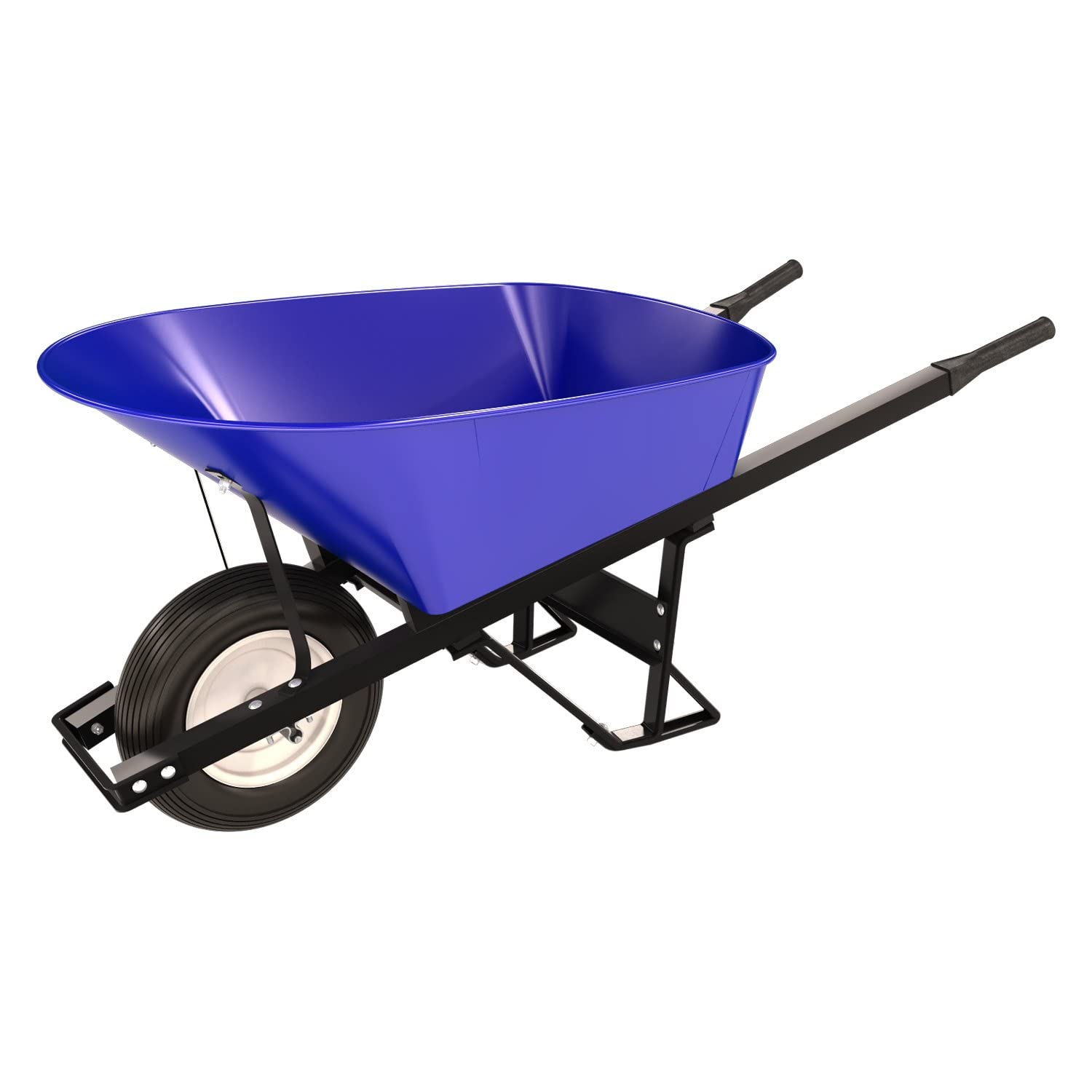 Bon Tool 28 902 Premium Contractor Grade Steel Single Wheel Wheelbarrow with Steel Handle and Ribbed Tire, 6 Cubic Feet