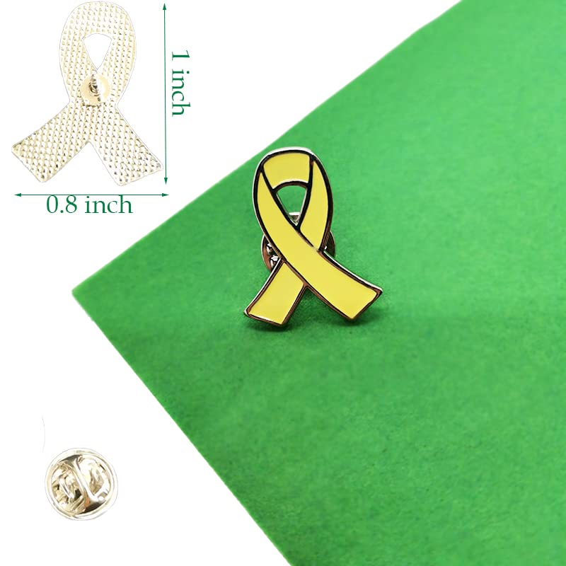 Image of 20 /50 /100pcs Yellow Ribbon Pins Bone Cancer Childhood Cancer Awareness Enamel Lapel Brooch Support Campaign Charity Donation Event Gifts