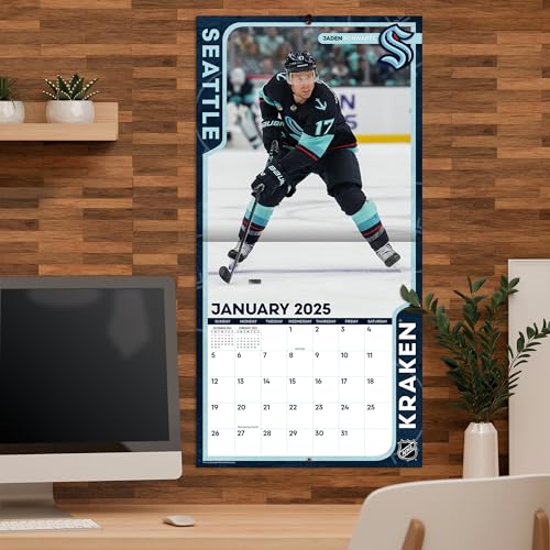 Calendário de parede do time TURNER SPORTS Seattle Kraken 2025 12x12 (25998012172)