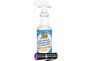 FurryFreshness Extra Strength Cat or Dog Pee Stain & Odor Remover + UV Stain Light