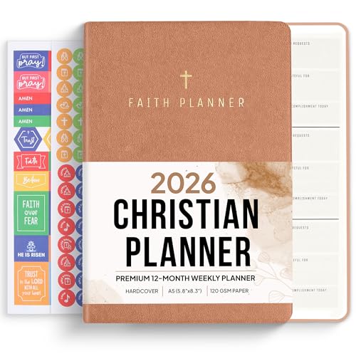 Agenda cristiana 2026 y diario de oración | Fortalece tu relación con Dios y navega mejor por su camino por ti | Planificador diario con versículos de la Biblia, instrucciones de oración y seguimiento