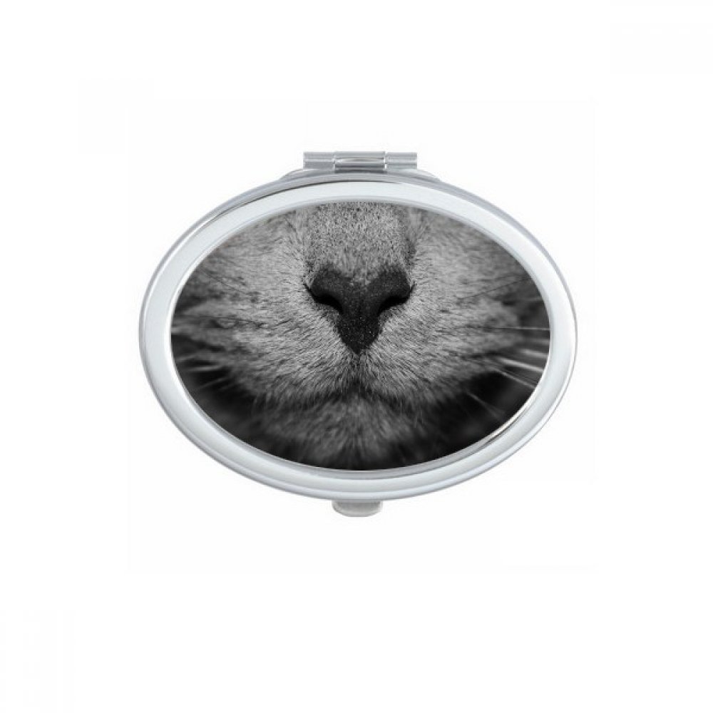 Miroir compact chat gris idée cadeau originale fait main pour anniversaire et fête