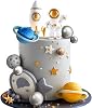 20PCS Astronaut Rocket Stars Cake Decorations Outer Space Cake Toppers for Two The Moon First Trip Around the Sun Birthday Baby Shower