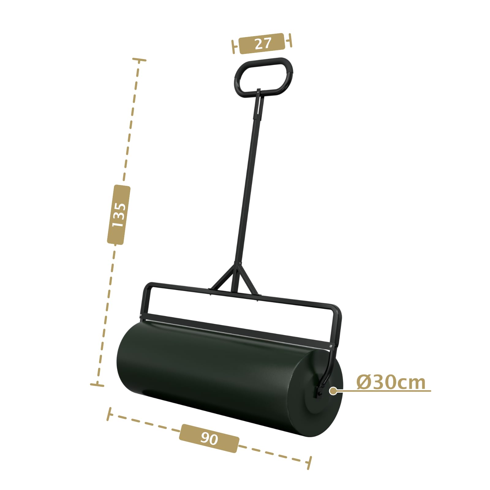 HAGO 24 Rouleau manuel pour jardin, pelouse, 90 cm, en acier, 63 l