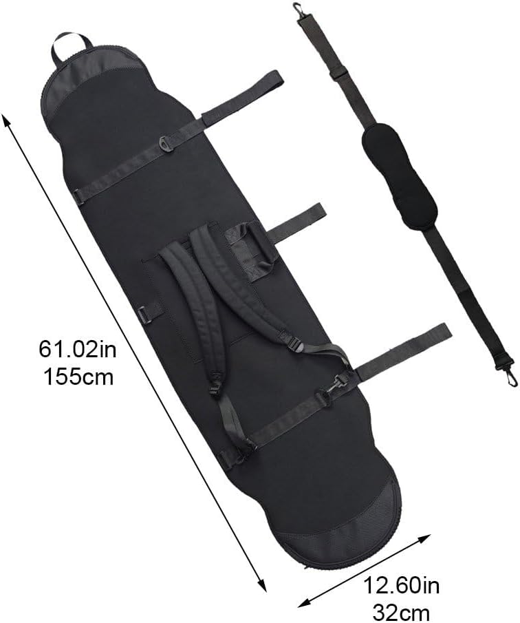 Snowboard Sleeve Soft Cover Case with Rubber Bumpers, Detachable Padded Shoulder Strap Protection Cover Snowboard Cover Bag