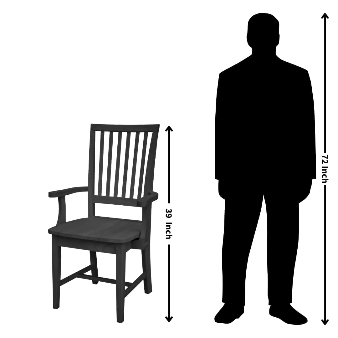 Mission Side Chair with Arms Solid Parawood, construcción de asiento de caja, cocina/comedor, 55.88cmde ancho x 53.34cmde profundidad x 99.06cmH, 225 libras de peso de 8