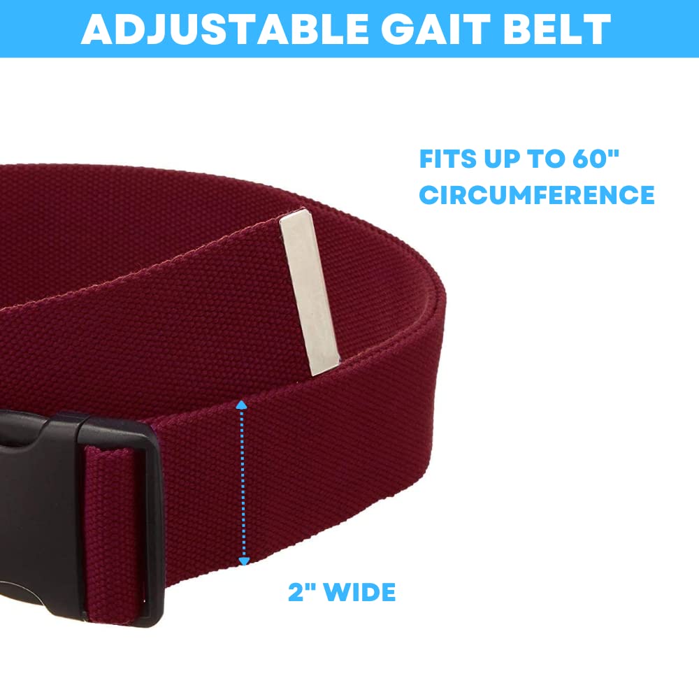 Gait Belt with Plastic Buckle by LiftAid - Transfer and Walking Aid with Belt Loop Holder for Assisting Therapist, Nurse, Home Care - 60"L x 2"W (Burgundy) — Amazon image 5