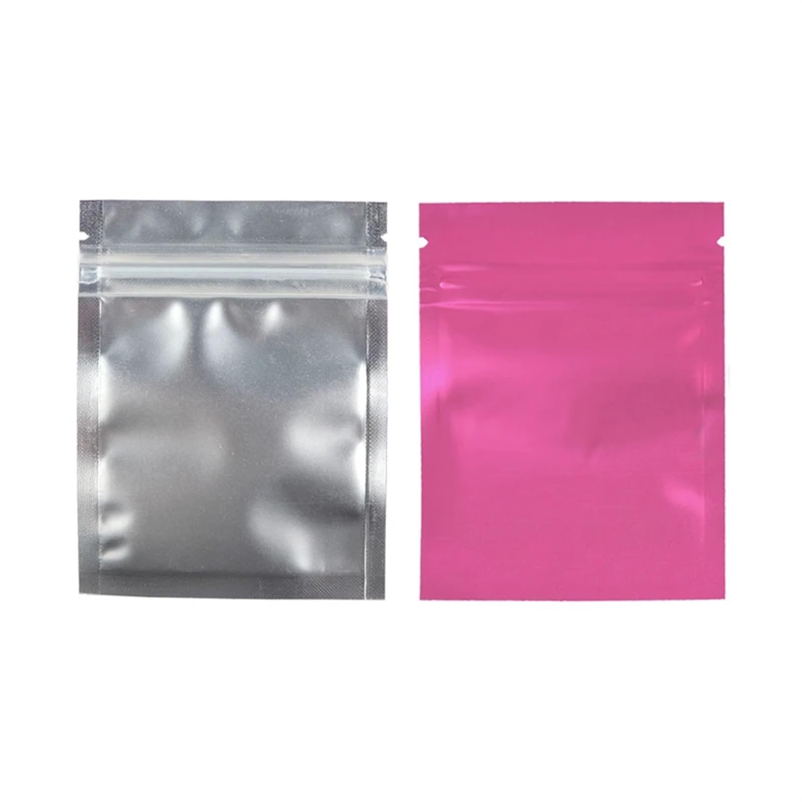 Torby Ziplock Resealable, Torebki z folii aluminiowej z zamknięciem strunowym, opakowanie 100 sztuk, wielokolorowe, różne rozmiary(Pink,10x15cm (4x6in))
