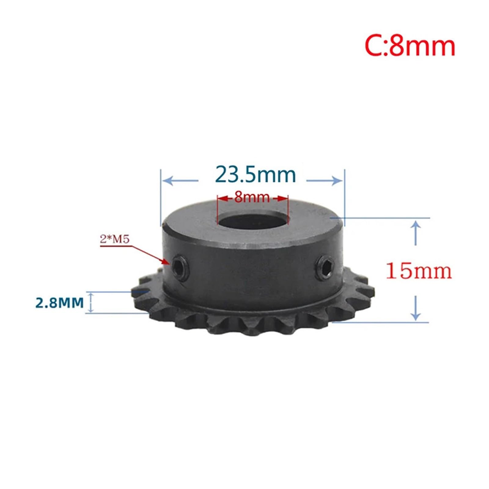Bevel Gear Pinion Hardware Mechanical Bicycle Chain Gear 45# Steel 10 Teeth Industrial Sprocket Wheel with Top Wire Bore 5mm 6mm 8mm 10mm(8mm)
