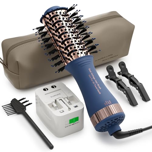 Image of Dual Voltage Travel Hair Dryer Brush, 2 Inch Oval Shape Mini Hot Air Brush