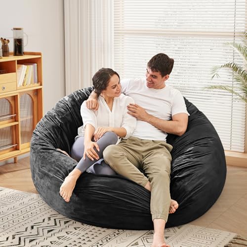 Bean Bag Chairs for Teens - Bean Bag Chair Convertible Bean Bag Bed - Small Beanbag Chair with Micro Fiber Cover/Furniture Foam Filler - Bean Bag Couch Sofa in Bedroom Dorm Room - Youth Carbon Black