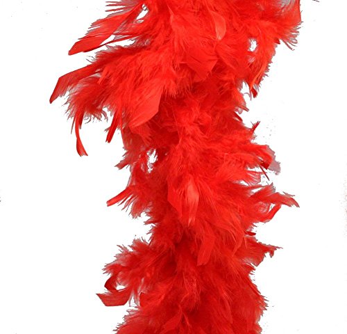 60g Thick Red Feather Boa 2m/6.6ft Long Hen Night Accessories Fancy Dress Party Cosplay Flapper 1920s Burlesque Feathers Scarf - Image 3