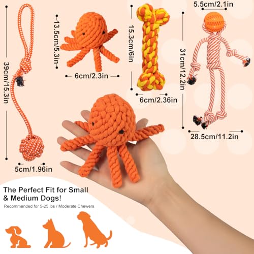 Chew Rope Dog Toys for Puppy: Teething Durable Interactive Tug Play with Rubber Treat Ball for Small Medium Breed - Christmas Birthday Gift - Image 3