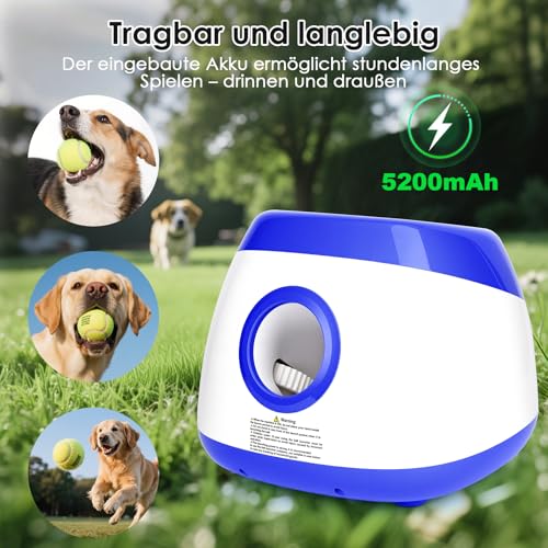 Rawhui Ballwurfmaschine Hund Automatisch Ballmaschine Interaktives Hundespielzeug Elektrisch mit 6 Stück Hundeball ballwerfer für Hunde Groß und Mittlere